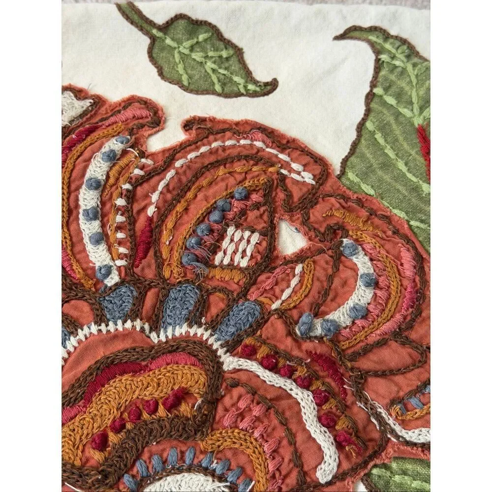 Pottery Barn set of 2 pillow covers 20x20 Creak‎ Floral Embroidered